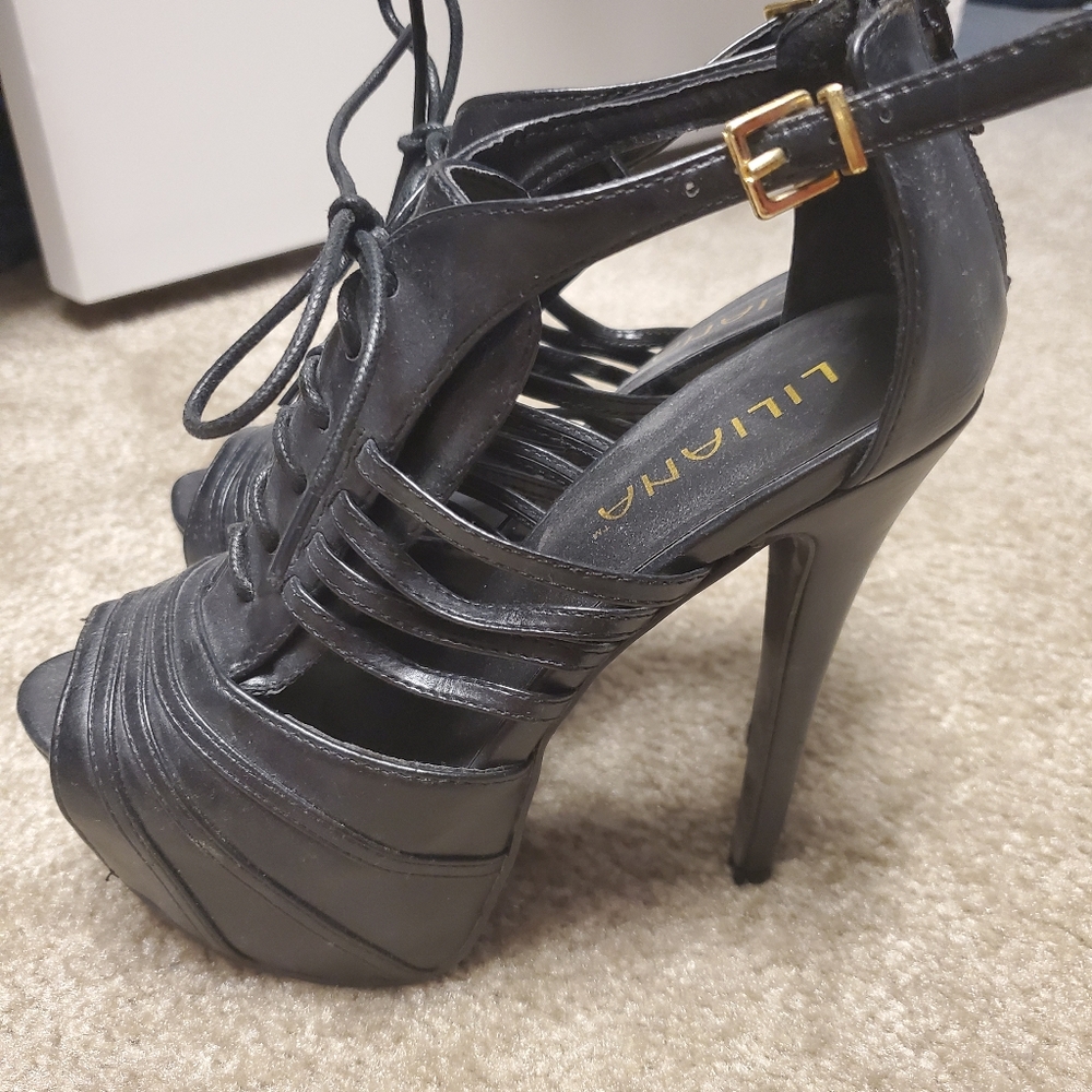 Black platform high heels